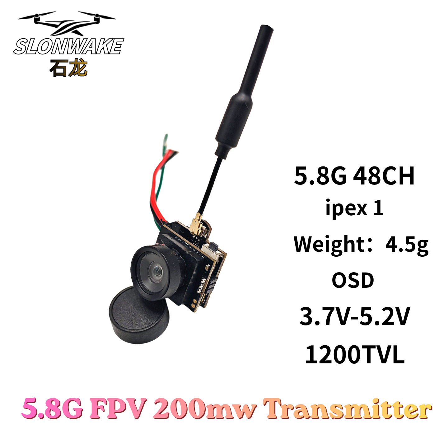 Slonwake 5.8G 48CH 200mW FPV D - đánh giá và giá Fpv Drone Transmitter