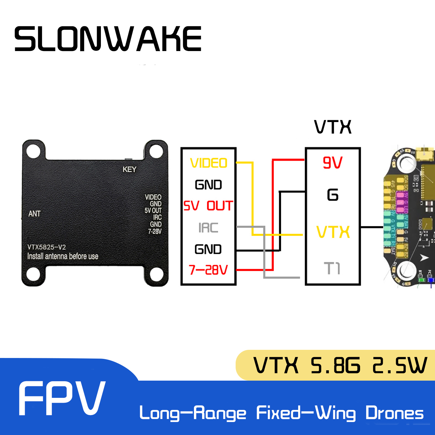 SLONWAKE 5.8G 48CH FPV Transmi - đánh giá và giá Fpv Drone Frame