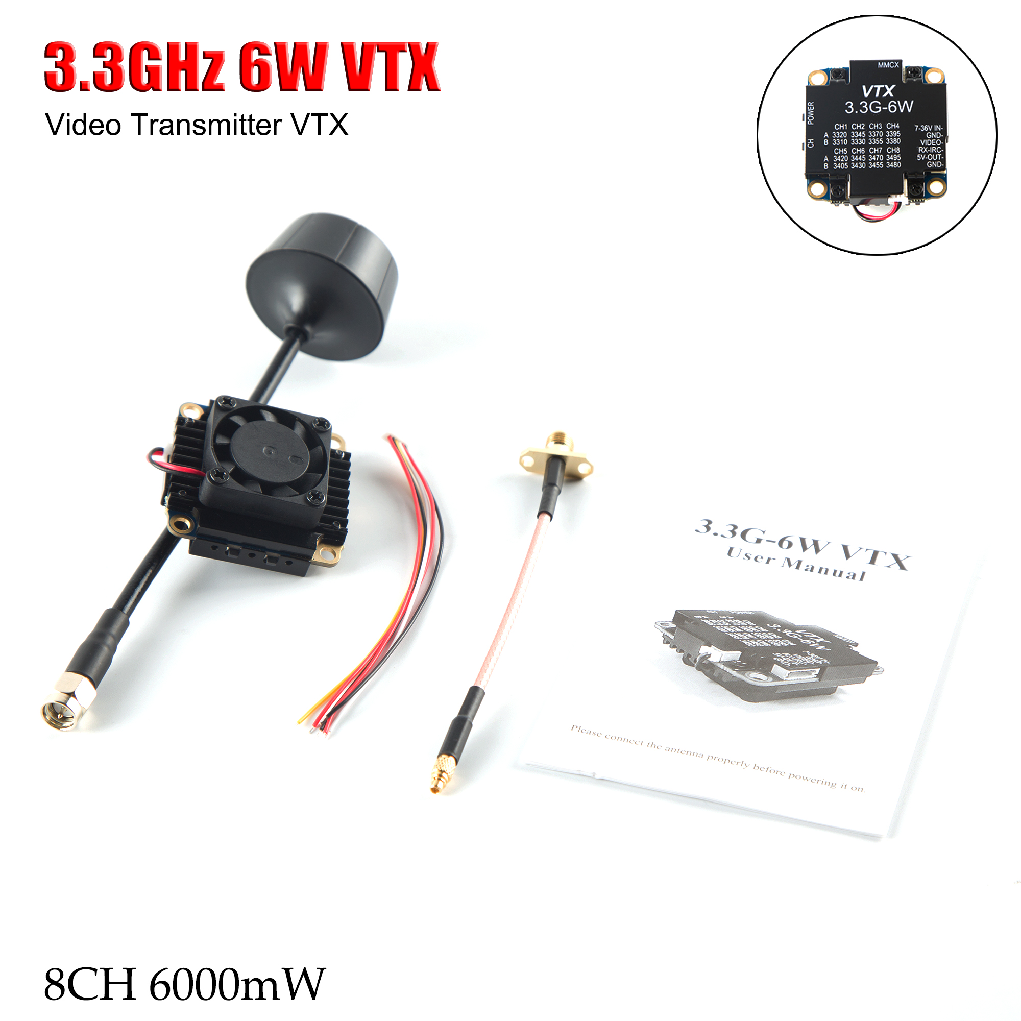 FPV Video Transmitter 3.3G 6W  - đánh giá và giá Fpv Drone Transmitter