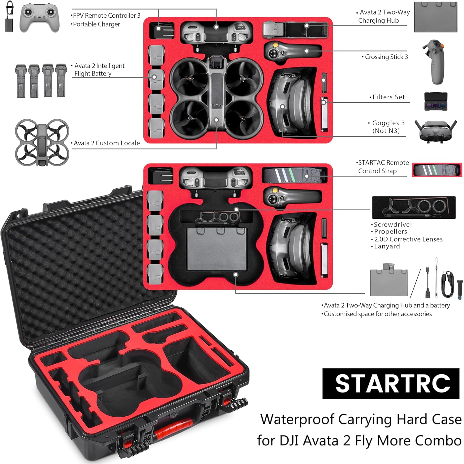 Avata 2 Case,Waterproof Carryi - đánh giá và giá Fpv Drone Goggles