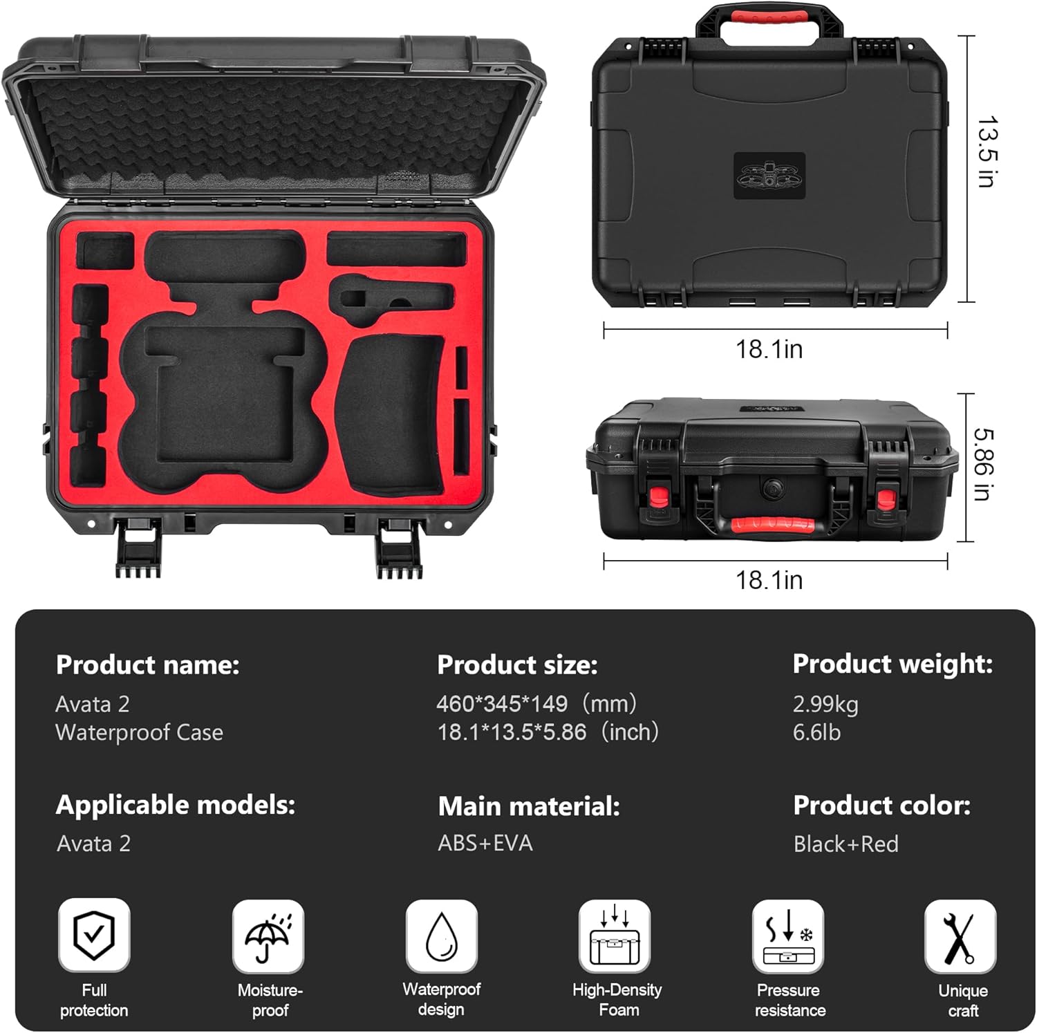 Avata 2 Case,Waterproof Carryi - đánh giá và giá Fpv Drone Goggles
